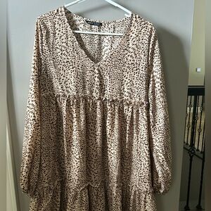 Leopard Print V-Neck Dress SHEIN